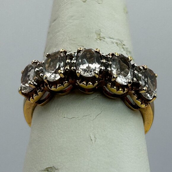 White Topaz and Rose Gold Vermeil Ring Antique Finish SBL 925 India SIZE 9 - Picture 2 of 7